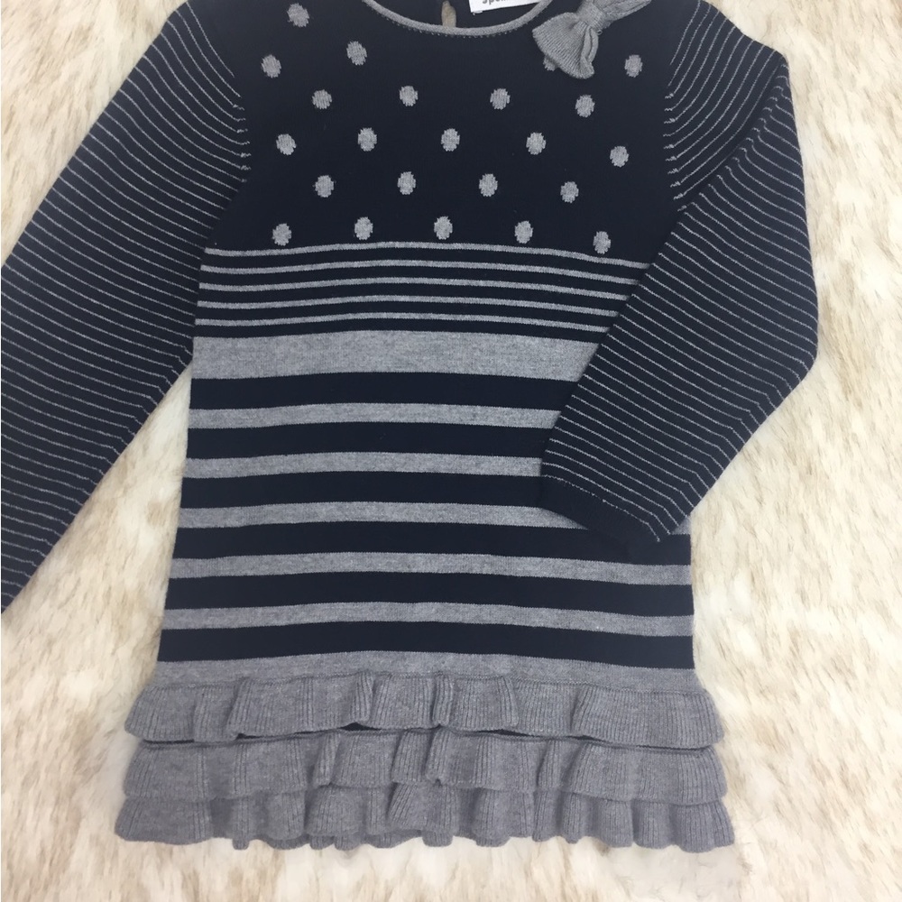 Blue and gray sweater dress